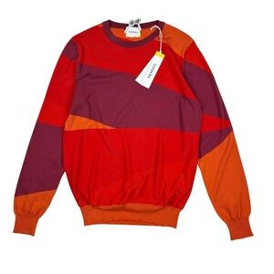 Iceberg Orange Red Crewneck Cotton Sweater